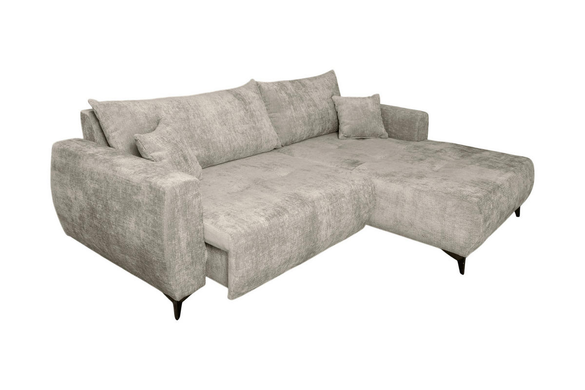 ECKSOFA BELARO Taupe Chenille  - Taupe/Schwarz, Design, Textil/Metall (246/177cm) - P & B