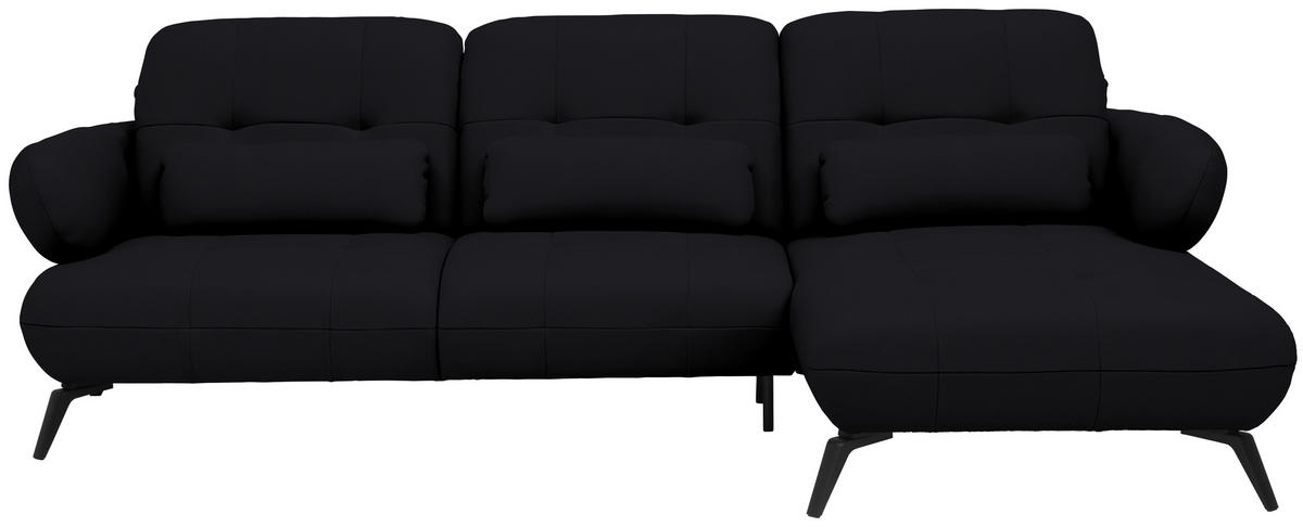ECKSOFA Flachgewebe Schwarz  - Schwarz, Design, Textil/Metall (282/189cm) - Novel