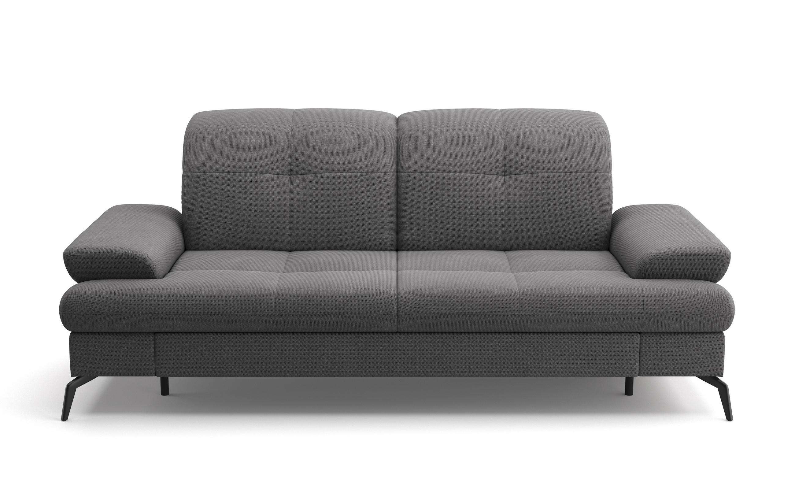 CANAPÉ 2.5 PLACES in Flachgewebe Grau - Schwarz/Grau, Konventionell, Textil/Metall (202/90/122cm) - Sit & More