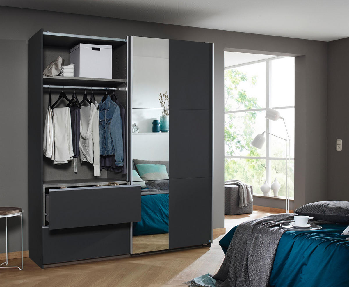 SCHIEBETÜRENSCHRANK 175/210/59 cm 2-türig Grau  - Alufarben/Grau, Design, Holzwerkstoff/Metall (175/210/59cm) - Rauch Möbel