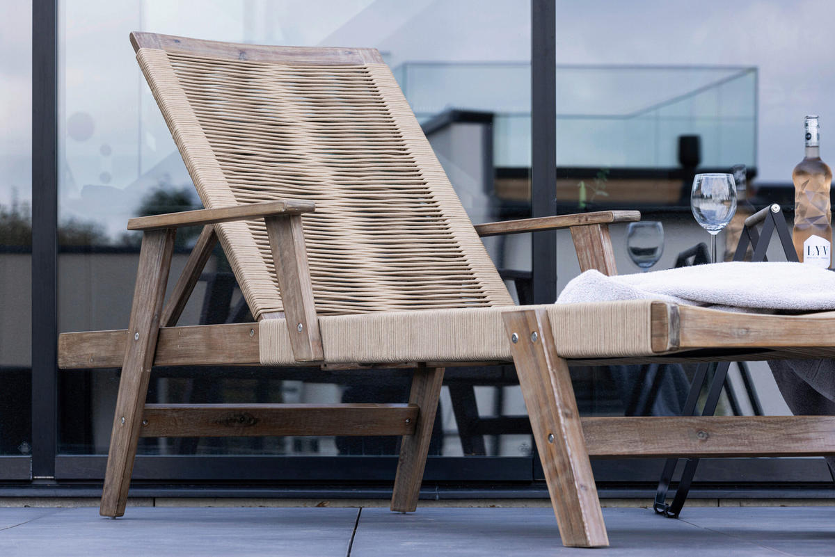 SONNENLIEGE 200/55/72 cm Akazie  - Dunkelbraun/Beige, MODERN, Holz (200/55/72cm) - Gardenson