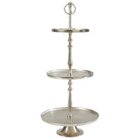ETAGERE 3-stöckig - Silberfarben, KONVENTIONELL, Metall (93cm) - Ambia Home
