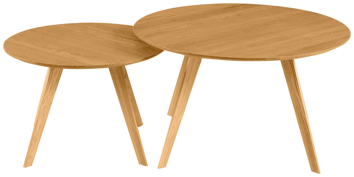 COUCHTISCHSET Eiche furniert, massiv rund Eichefarben  - Eichefarben, Design, Holz/Holzwerkstoff (80/60/80/60/45/40cm) - Carryhome