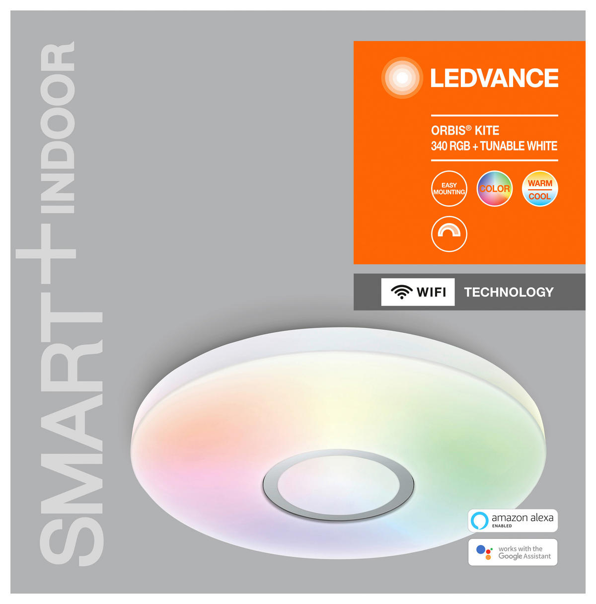 DECKENLEUCHTE Smart+ Wifi Orbis Kite  Smart 34/8 cm   - Weiß, Basics, Kunststoff/Metall (34/8cm) - Ledvance