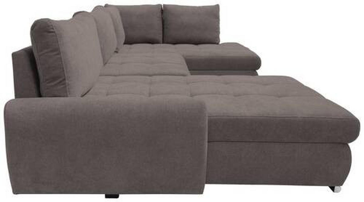 ECKSOFA Graubraun Velours  - Chromfarben/Graubraun, Design, Kunststoff/Textil (174/322/173cm) - Livetastic