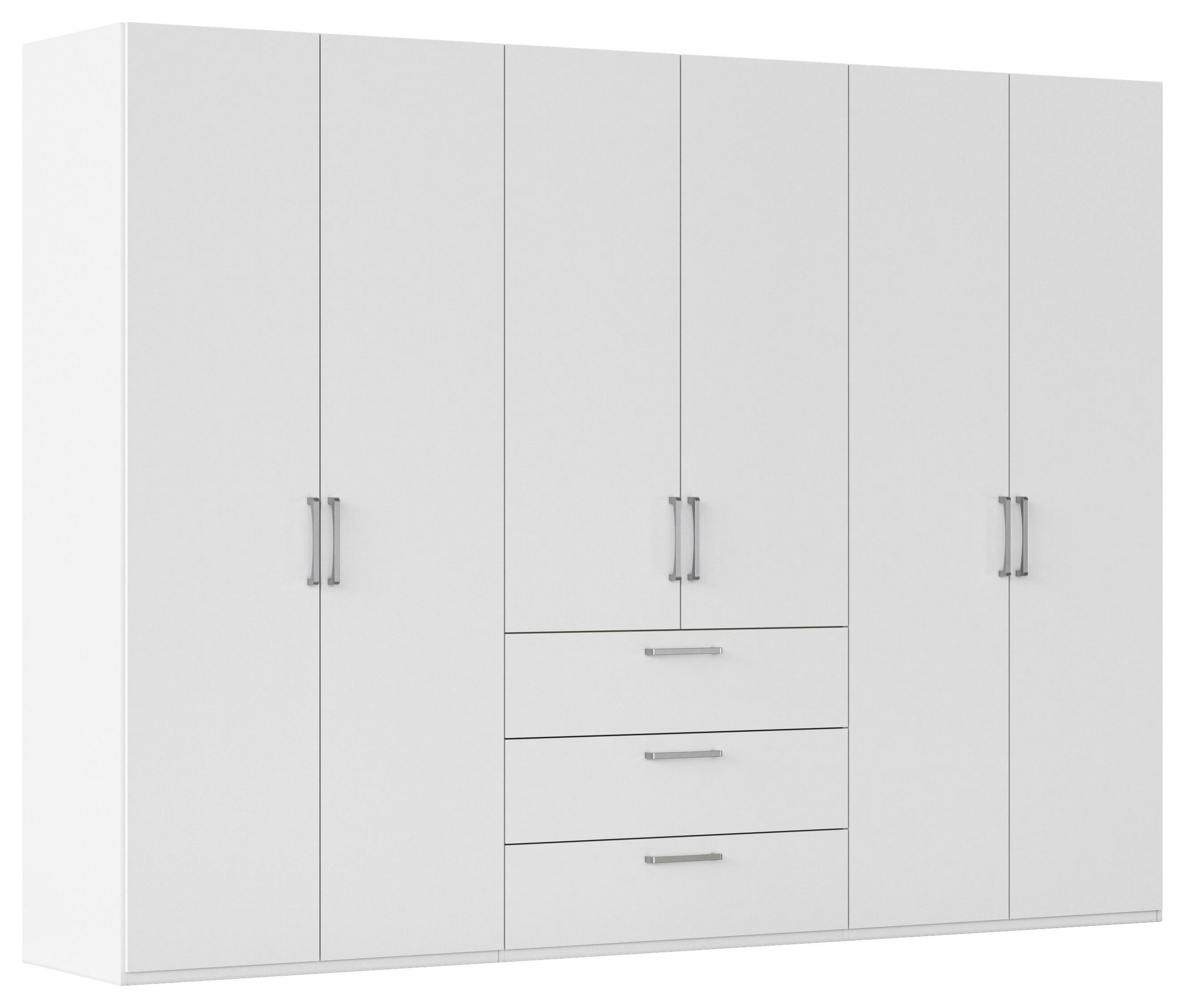 DREHTÜRENSCHRANK 301/223/61 cm,  in Weiß, 6-türig  - Edelstahlfarben/Weiß, Basics, Holzwerkstoff/Metall (301/223/61cm) - Novel
