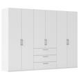 DREHTÜRENSCHRANK 301/223/61 cm,  in Weiß, 6-türig  - Edelstahlfarben/Weiß, Basics, Holzwerkstoff/Metall (301/223/61cm) - Novel