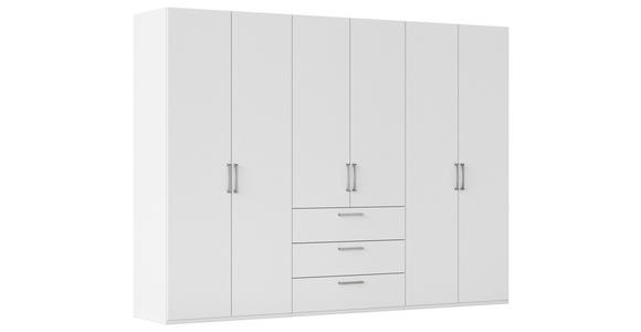 DREHTÜRENSCHRANK 301/223/61 cm,  in Weiß, 6-türig  - Edelstahlfarben/Weiß, Basics, Holzwerkstoff/Metall (301/223/61cm) - Novel