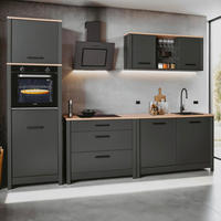 KÜCHENLEERBLOCK 300 cm   in Anthrazit, Eiche Artisan  - Anthrazit/Schwarz, MODERN, Glas/Holzwerkstoff (300cm) - home24