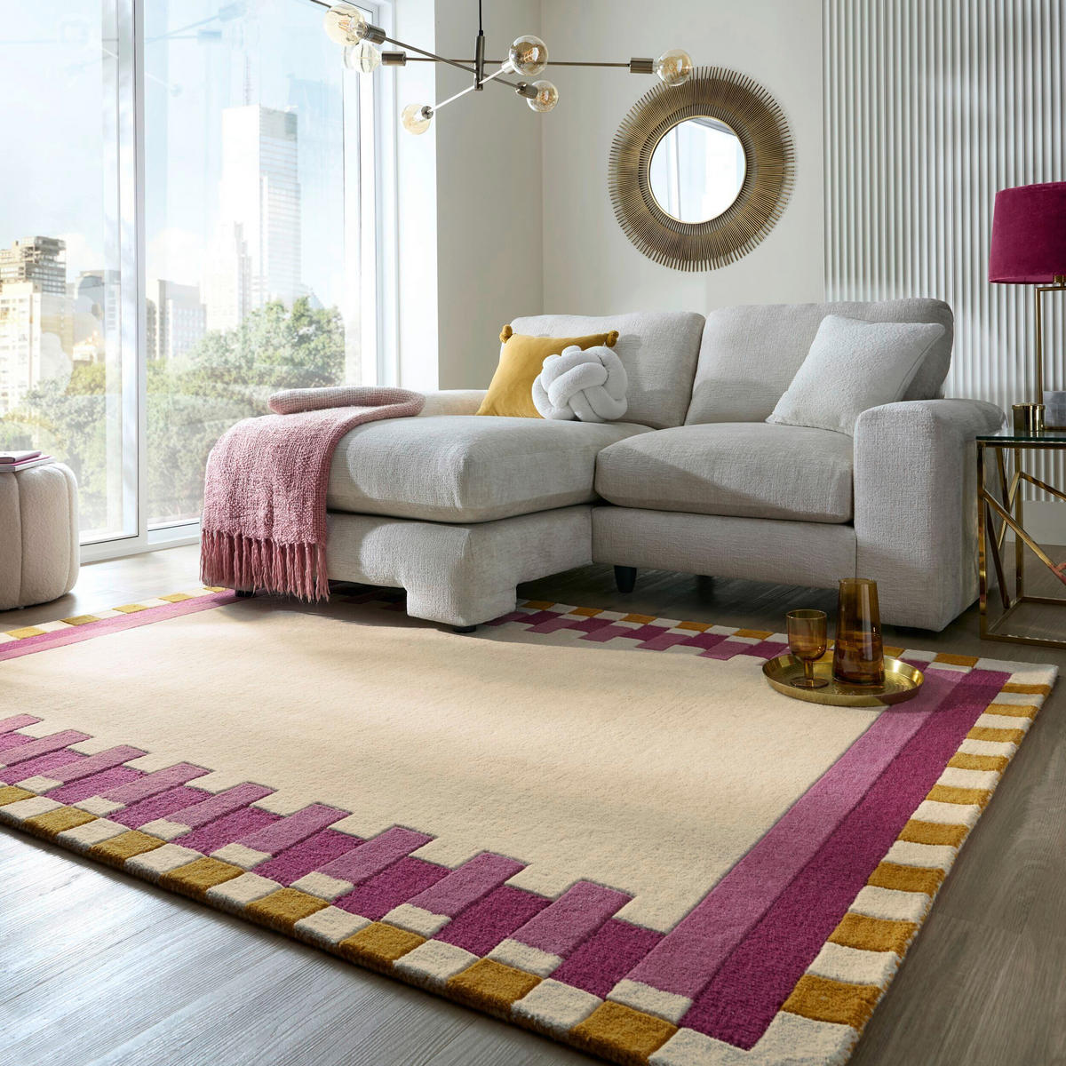 WOLLTEPPICH 200/290 cm Gelb, Rosa  - Gelb/Rosa, MODERN, Textil (200/290cm) - Xora