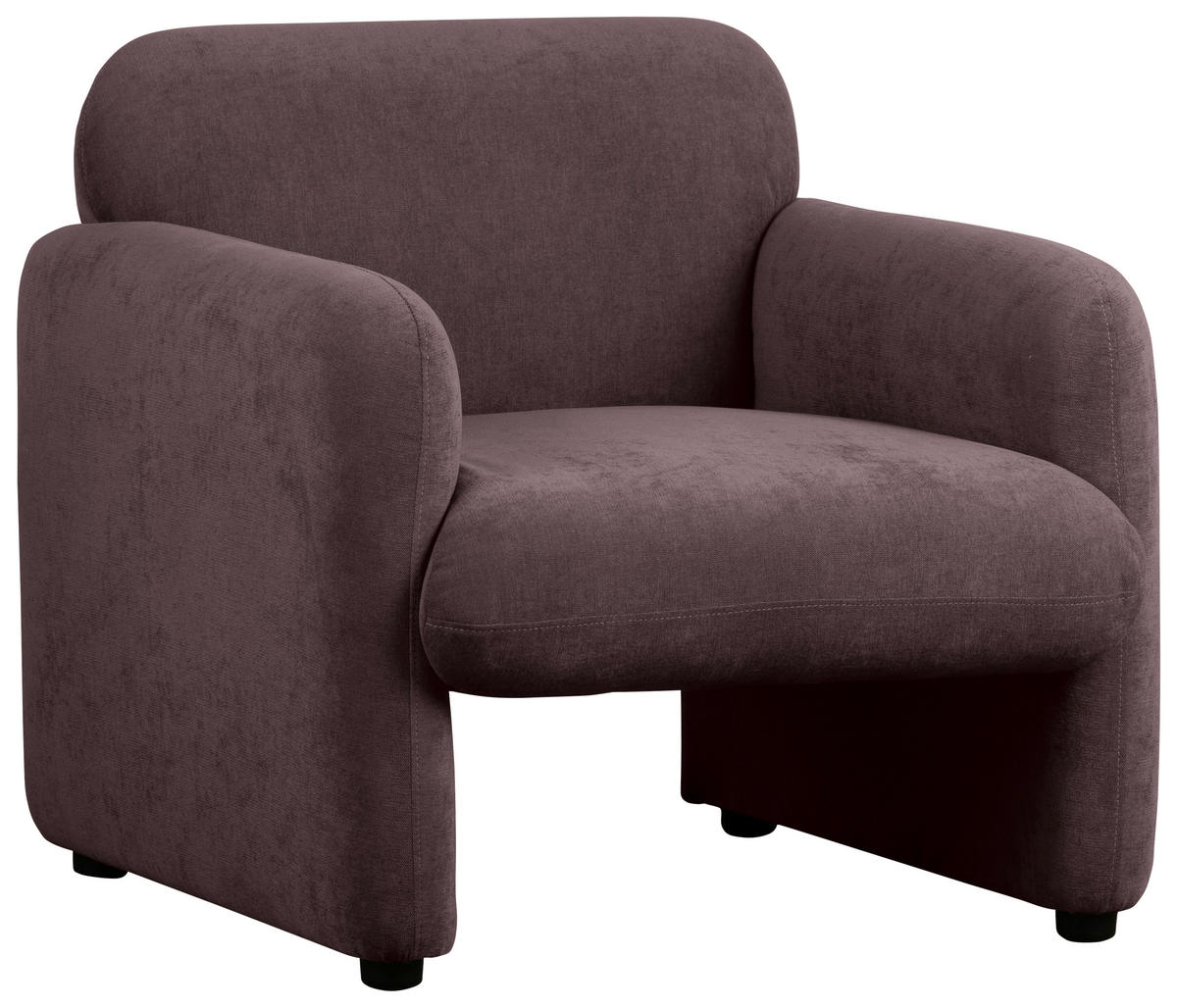 SESSEL in Samt Dunkelrot  - Schwarz/Dunkelrot, Design, Kunststoff/Textil (83/83/76cm) - MID.YOU