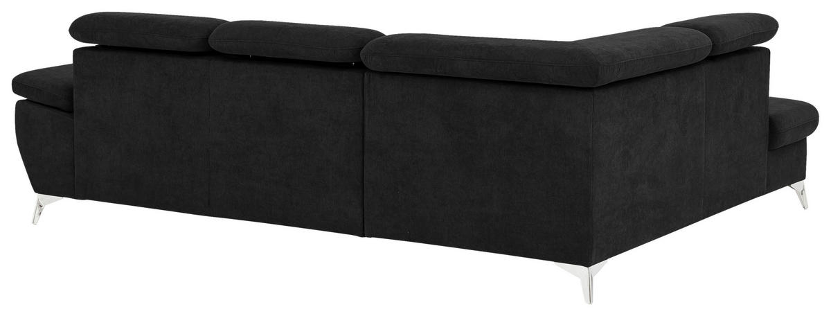 ECKSOFA Schwarz Mikrofaser  - Chromfarben/Schwarz, KONVENTIONELL, Textil/Metall (209/256cm) - Livetastic