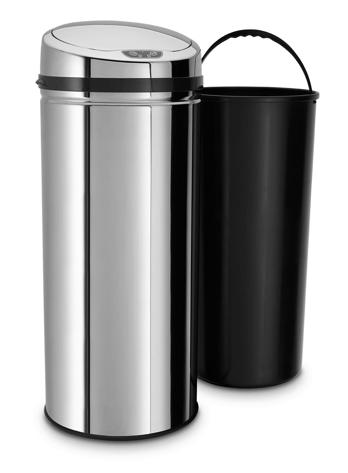 ABFALLEIMER 42 L  - Silberfarben/Schwarz, Trend, Kunststoff/Metall (31/31/79,5cm) - Echtwerk