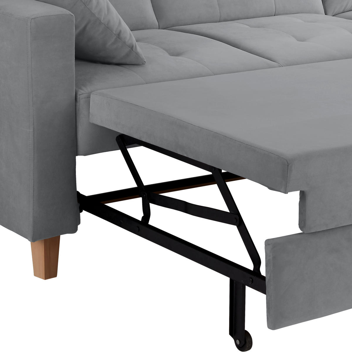 ECKSOFA Anthrazit Samt  - Anthrazit/Naturfarben, Design, Holz/Textil (231/160cm) - Livetastic