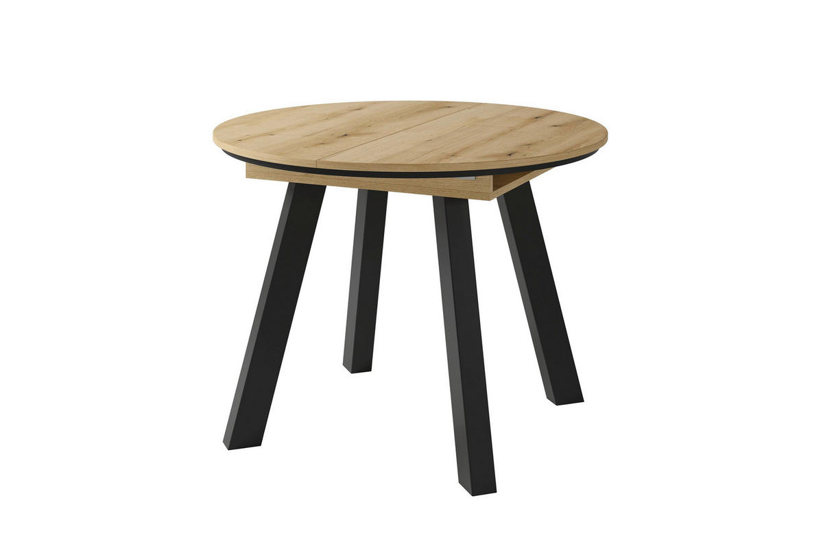 ESSTISCH 100/100/75,8 cm Nachbildung  Holzwerkstoff ausziehbar rund Eichefarben  - Eichefarben/Schwarz, MODERN, Holzwerkstoff (100/100/75,8cm) - MID.YOU