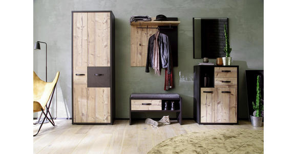 GARDEROBENPANEEL 91/96/29 cm - Fichtefarben/Dunkelgrau, Trend, Holzwerkstoff/Metall (91/96/29cm) - Voleo