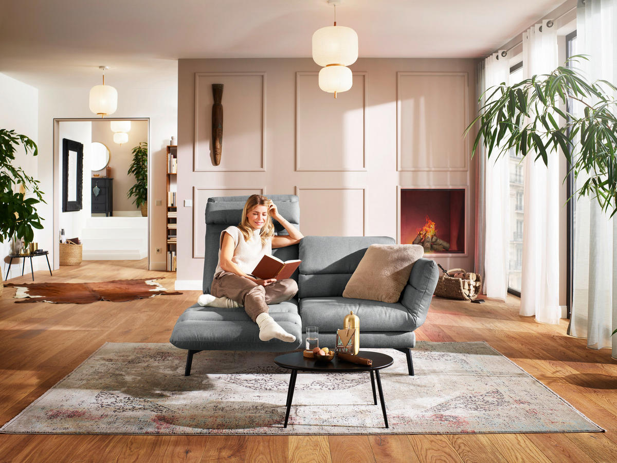 2-SITZER-SOFA Flachgewebe Grau  - Schwarz/Grau, Design, Textil/Metall (178-226/83-113/96-177cm) - Dieter Knoll