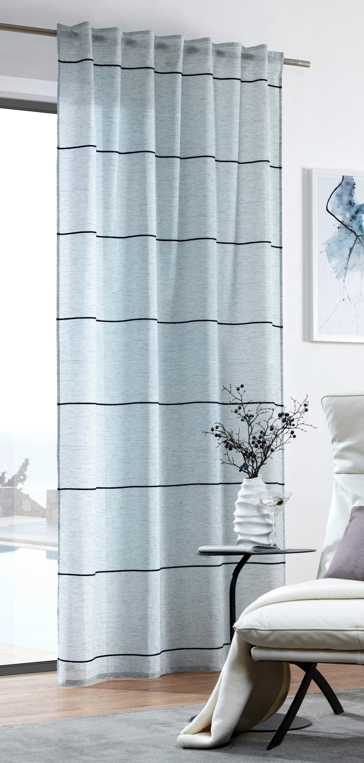 FERTIGVORHANG halbtransparent  - Blau, Design, Textil (140/245cm) - Esposa