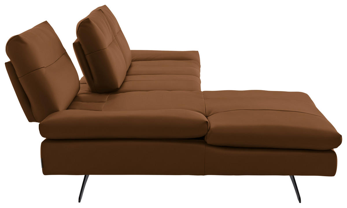 ECKSOFA in Echtleder Cognac  158/342 cm  - Cognac/Schwarz, MODERN, Leder/Metall (158/342cm) - Chilliano