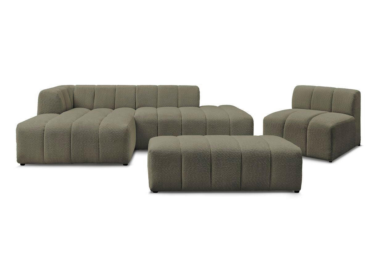 ECKSOFA Ottomane links  ANNECY Grün Bouclé  - Schwarz/Grün, MODERN, Kunststoff/Textil (170/262cm)