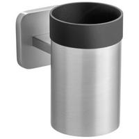 ZAHNPUTZBECHERHALTER PORTO MATT  - Edelstahlfarben/Schwarz, KONVENTIONELL, Kunststoff/Metall (6,5/11/10,5cm) - Wenko