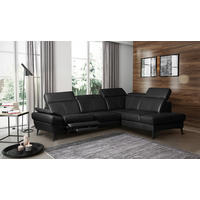 ECKSOFA Lederlook Echtleder Schwarz  - Schwarz, Design, Leder/Textil (264/211cm) - Livetastic