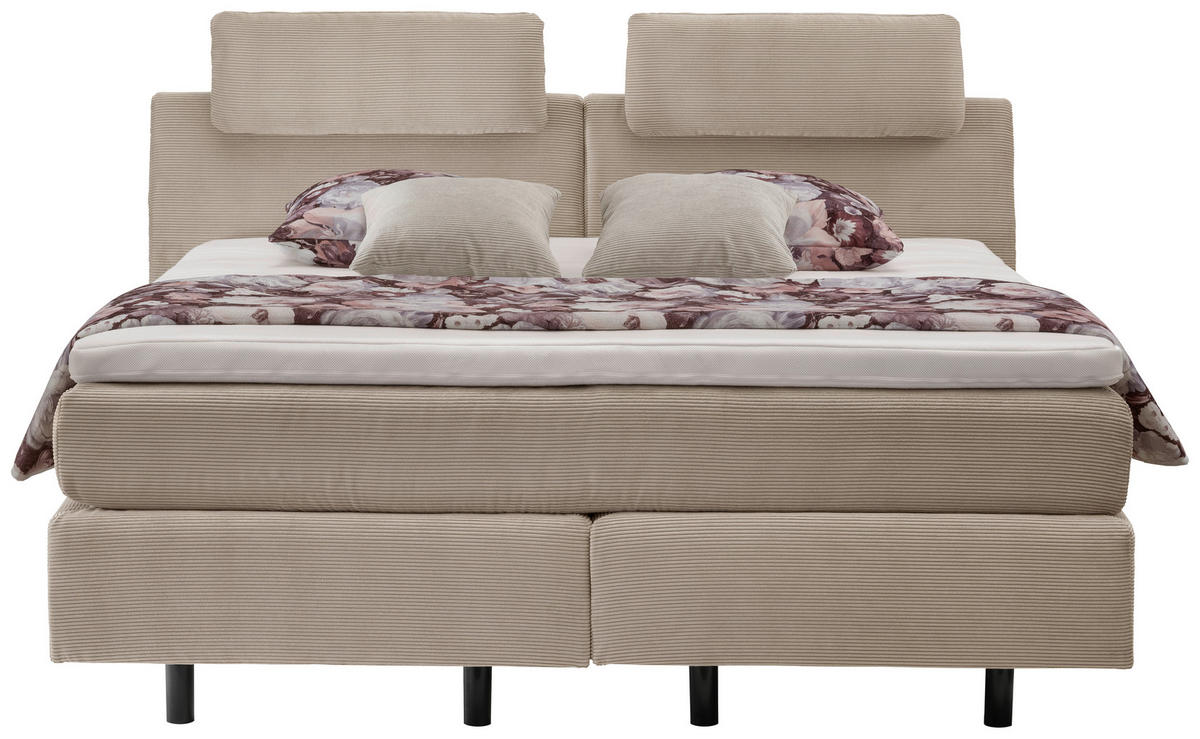 BOXSPRINGBETT 180/200 cm  in Graubraun  - Graubraun/Schwarz, MODERN, Kunststoff/Textil (180/200cm) - Beldomo - Sleep