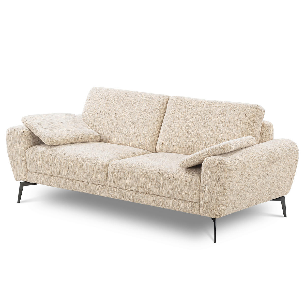 3-SITZER-SOFA SPRING Webstoff Beige  - Beige/Schwarz, Design, Textil/Metall (187/85/92cm) - Livetastic