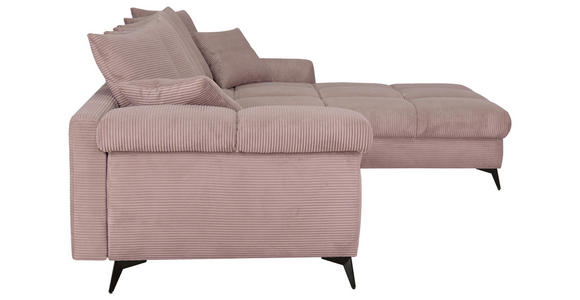 ECKSOFA Rosa Cord Rückenkissen, Armlehnenkissen, Rücken echt  - Schwarz/Rosa, KONVENTIONELL, Textil/Metall (332/231cm) - Carryhome
