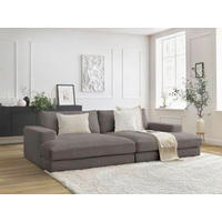 BIGSOFA LEONARD Cord Taupe  - Taupe/Schwarz, MODERN, Kunststoff/Textil (234/77/159cm)
