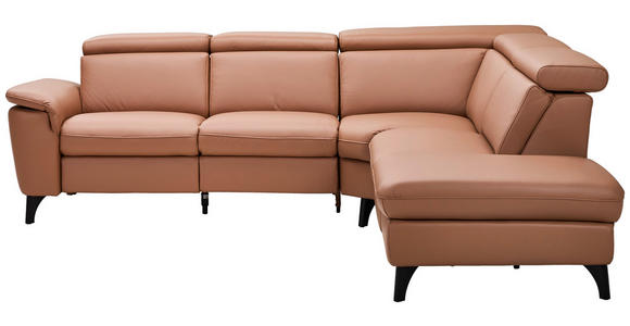 ECKSOFA in Echtleder Braun 271/239 cm - Schwarz/Braun, Design, Leder/Metall (271/239cm) - Cantus