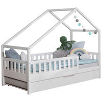 HAUSBETT Absturzsicherung, Rollrost, Bettkasten 140/200 cm  - Naturfarben/Weiß, MODERN, Holz (140/200cm) - MID.YOU
