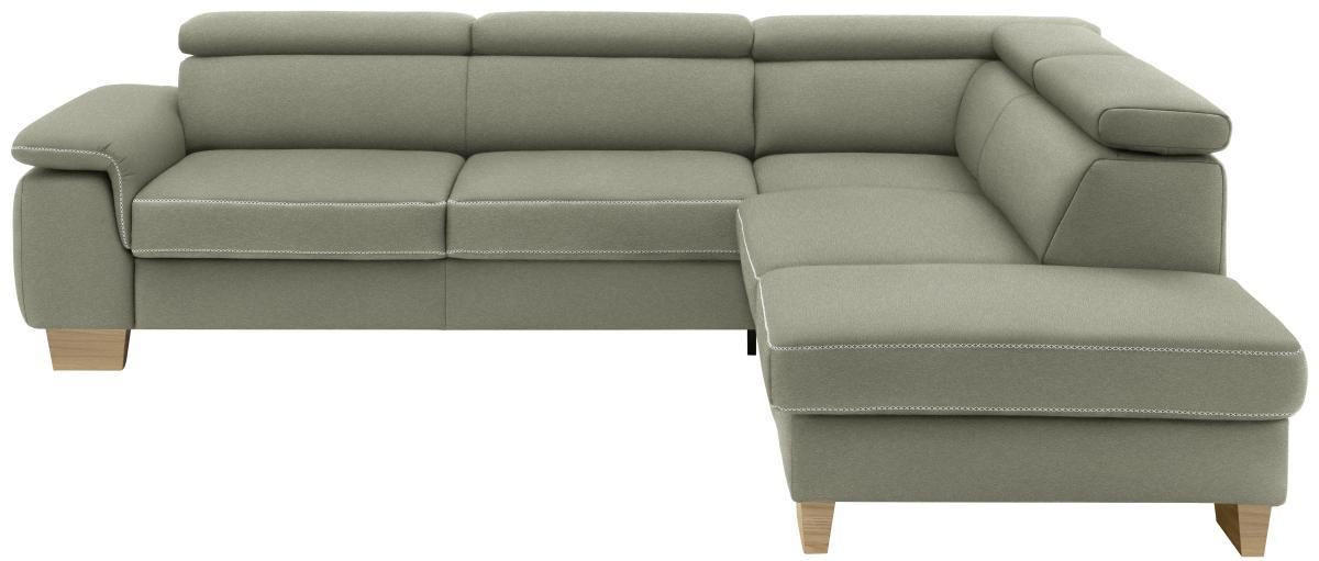 ECKSOFA in Mikrofaser Grün  226/273 cm  - Eichefarben/Beige, LIFESTYLE, Holz/Textil (226/273cm) - Beldomo System