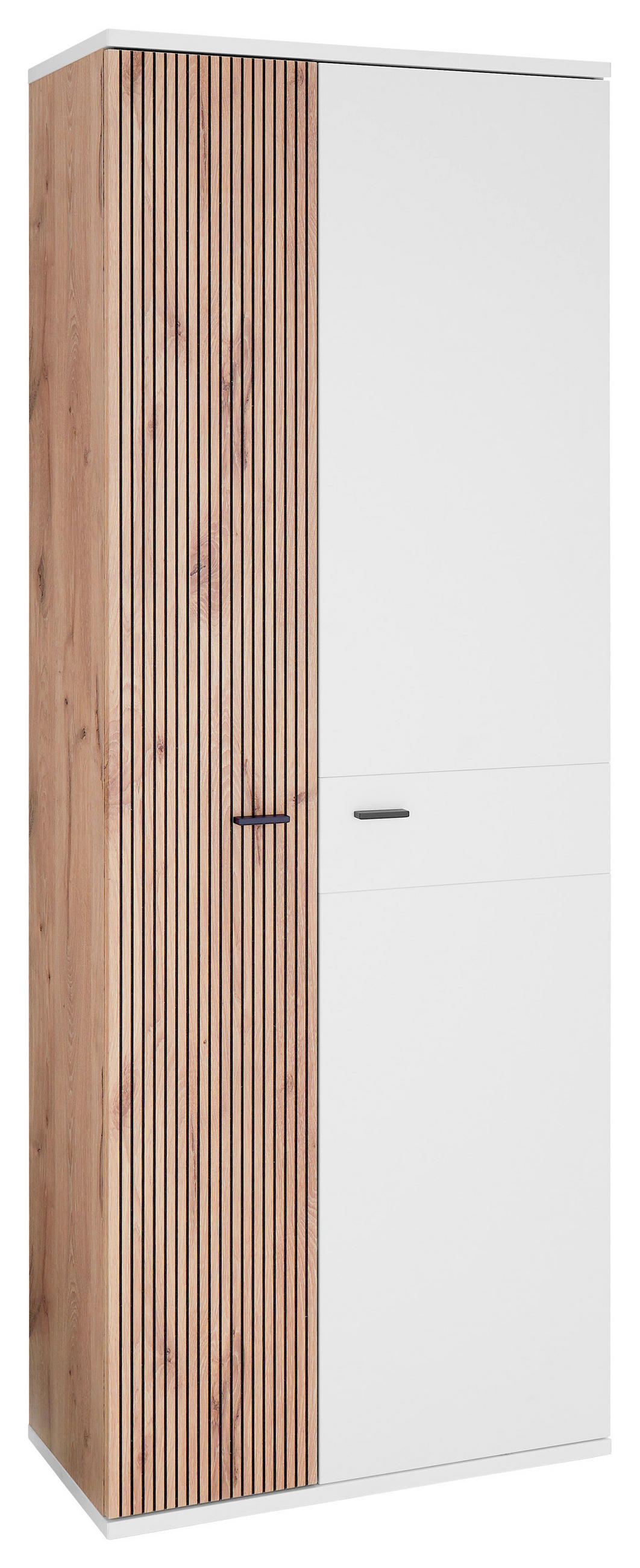 GARDEROBENSCHRANK  in 75/198/37 cm  - Weiss/Eichefarben, Design, Holzwerkstoff/Kunststoff (75/198/37cm) - Voleo