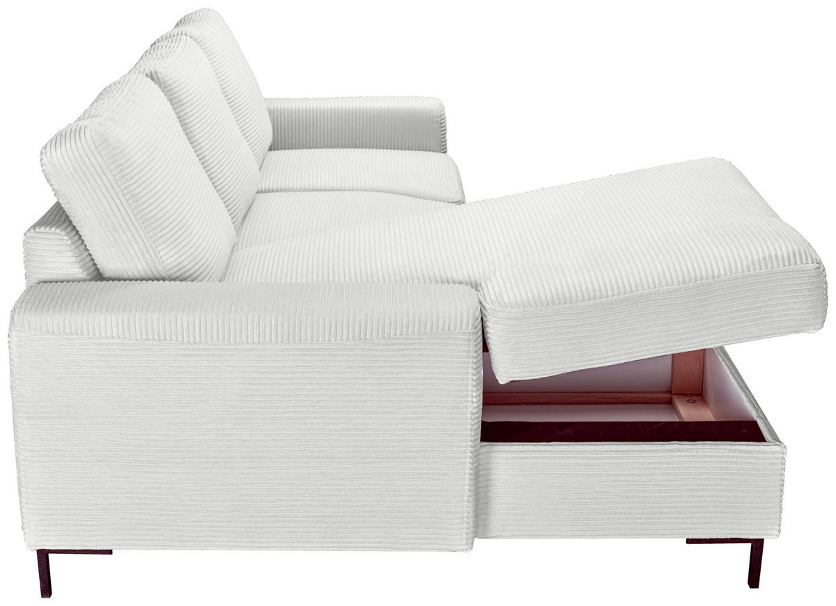 ECKSOFA Naturfarben Cord  - Schwarz/Naturfarben, KONVENTIONELL, Textil/Metall (150/240cm) - Carryhome