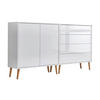 SIDEBOARD Mailand Set 3 + HF  in 158/86/33 cm  - Weiß Hochglanz/Weiß, MODERN, Holz/Holzwerkstoff (158/86/33cm) - MID.YOU