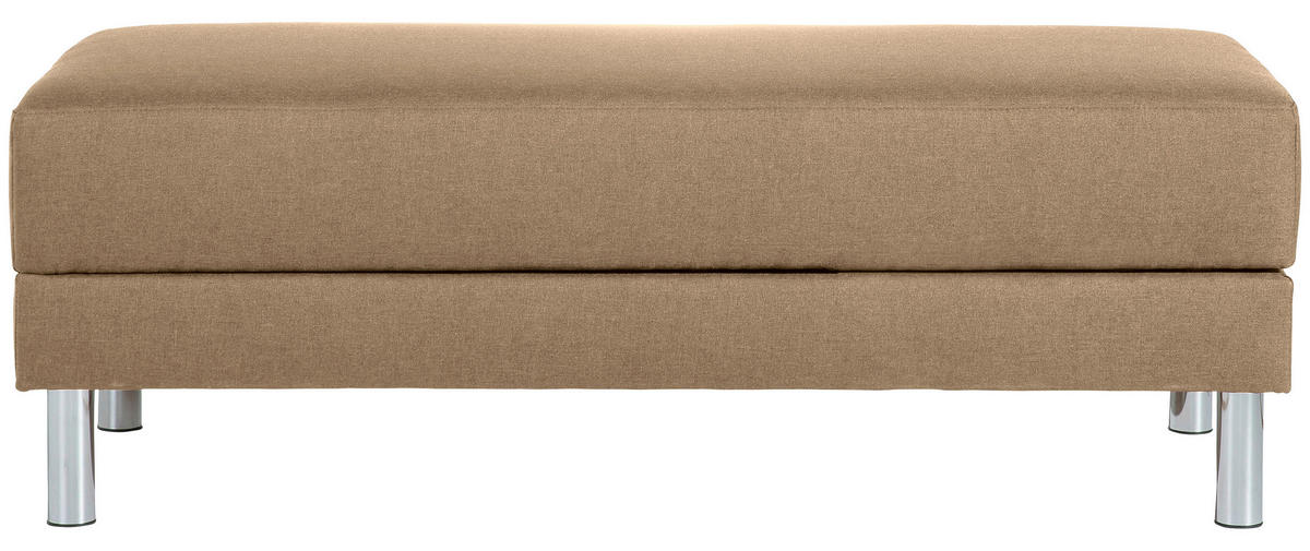 ECKSCHLAFSOFA inkl. Hocker in Sandfarben Textil   - Sandfarben/Chromfarben, Konventionell, Textil/Metall (152/230cm) - Max Winzer