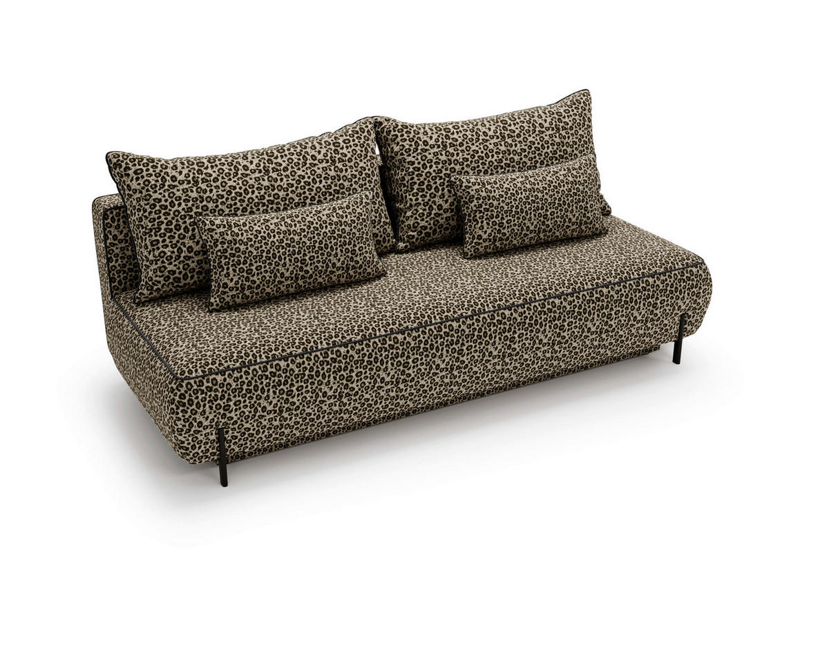 SCHLAFSOFA Jacquard Braun Stoffauswahl, Rücken echt  - Schwarz/Braun, Design, Textil/Metall (212/90/95cm) - Livetastic