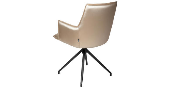 ARMLEHNSTUHL in Eisen Lederlook - Champagner/Schwarz, Design, Textil/Metall (59/89,5/63cm) - Novel