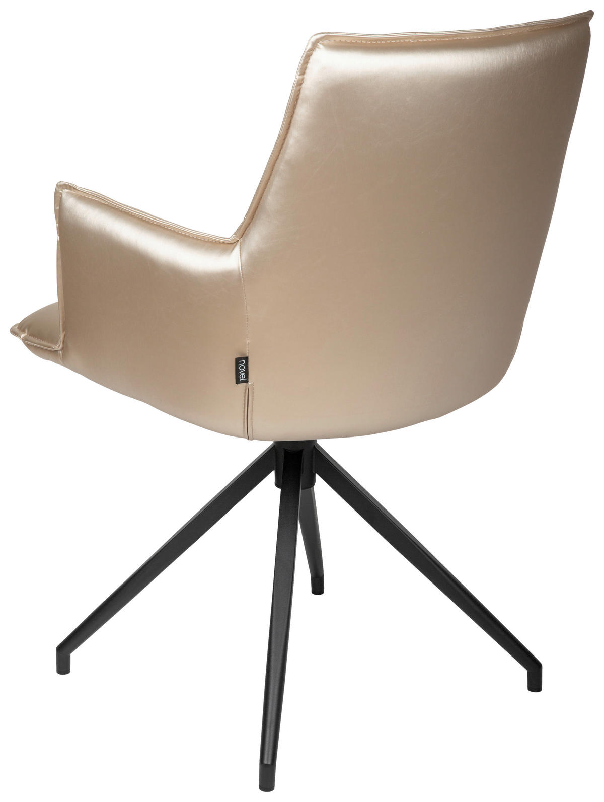 ARMLEHNSTUHL  in Eisen Lederlook  - Champagner/Schwarz, Design, Textil/Metall (59/89,5/63cm) - Novel