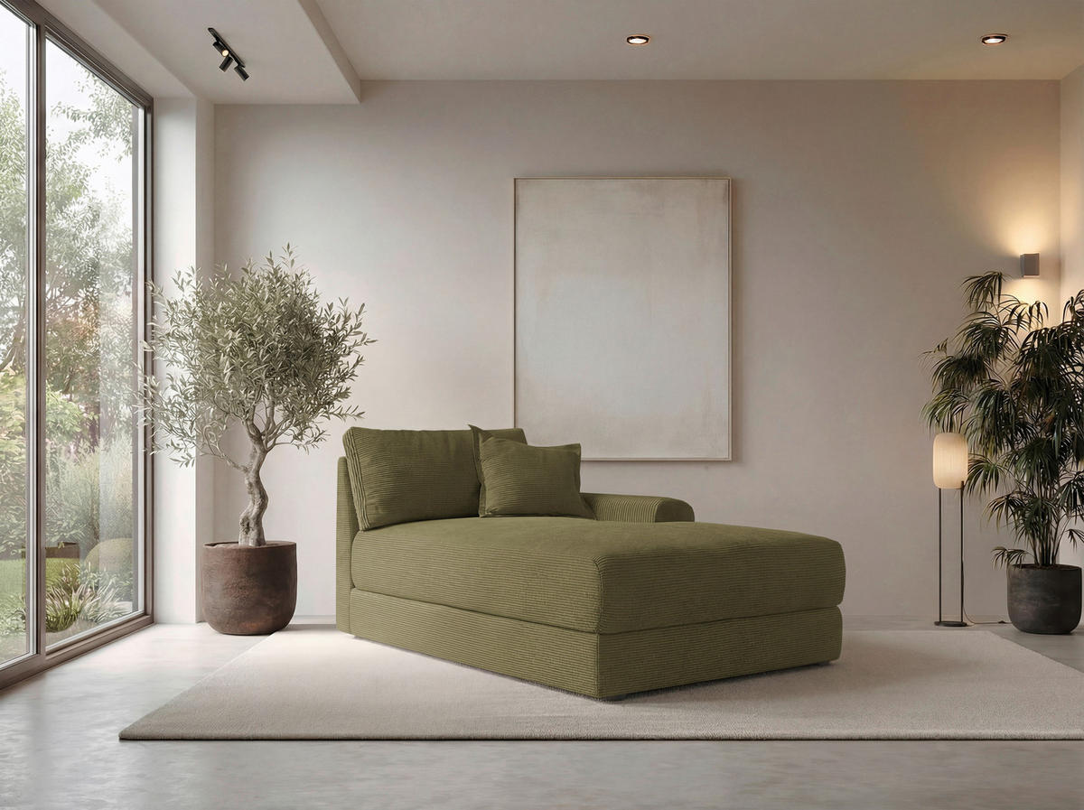 BIGSOFA Cord Olivgrün  - Schwarz/Olivgrün, MODERN, Kunststoff/Textil (117/93/190cm) - Carryhome