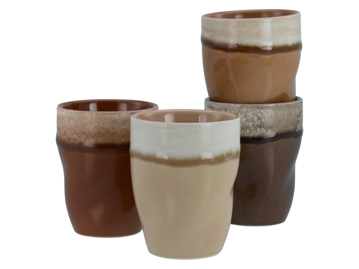 TASSENSET Squeezy Mocha Mousse 4-teilig  - Schlammfarben/Creme, Basics, Keramik (11/8cm) - Creatable