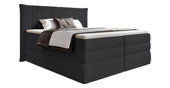 BOXSPRINGBETT 180/200 cm  in Dunkelgrau  - Dunkelgrau/Schwarz, Design, Kunststoff/Textil (180/200cm) - Esposa