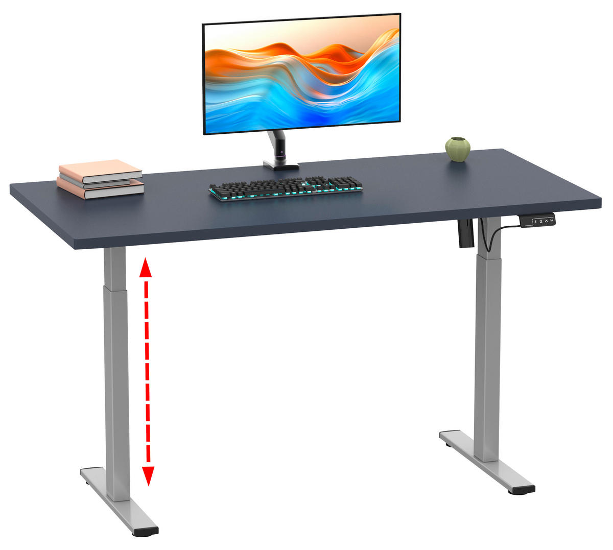 SCHREIBTISCH  in Anthrazit, Silberfarben  - Anthrazit/Silberfarben, Design, Holzwerkstoff/Metall (140/71/80cm) - MID.YOU