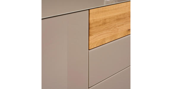 LOWBOARD Taupe, Eichefarben  207/69/42 cm  - Taupe/Eichefarben, Design, Glas/Holz (207/69/42cm) - Novel