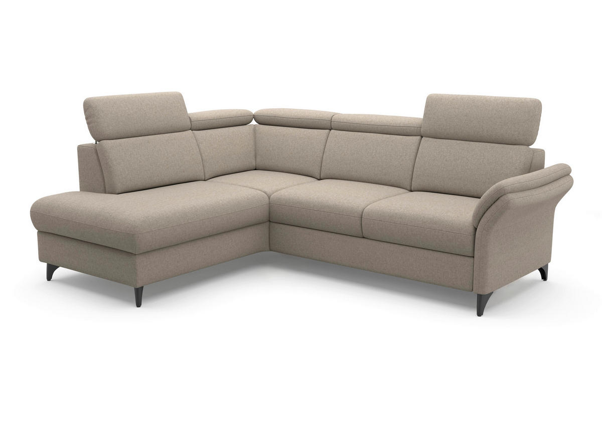 ECKSOFA GLENDALE E Taupe Flachgewebe  - Taupe/Schwarz, KONVENTIONELL, Textil/Metall (193/247cm) - Sit & More