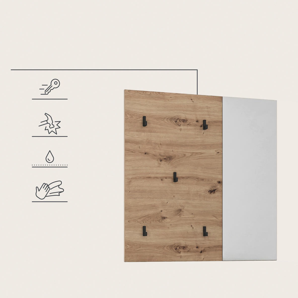 GARDEROBENPANEEL  in 80/80/6 cm  - Eiche Artisan, Design, Holzwerkstoff (80/80/6cm) - MID.YOU