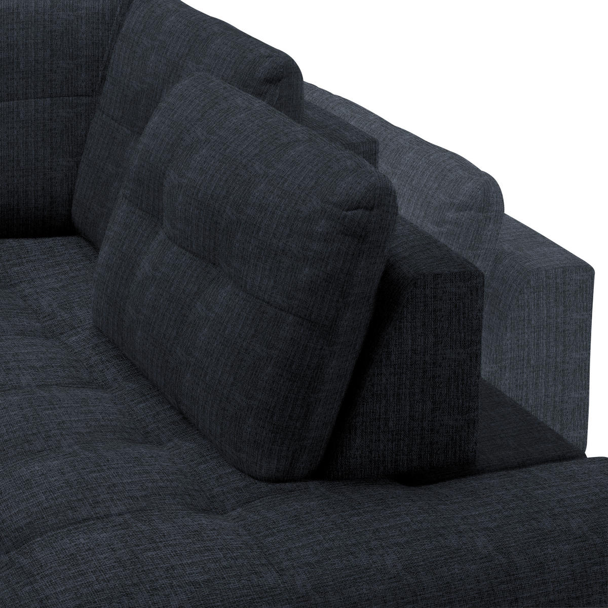 ECKSOFA in Flachgewebe, Leinenoptik Dunkelblau  - Schwarz/Dunkelblau, Modern, Textil/Metall (247/208cm) - Xora