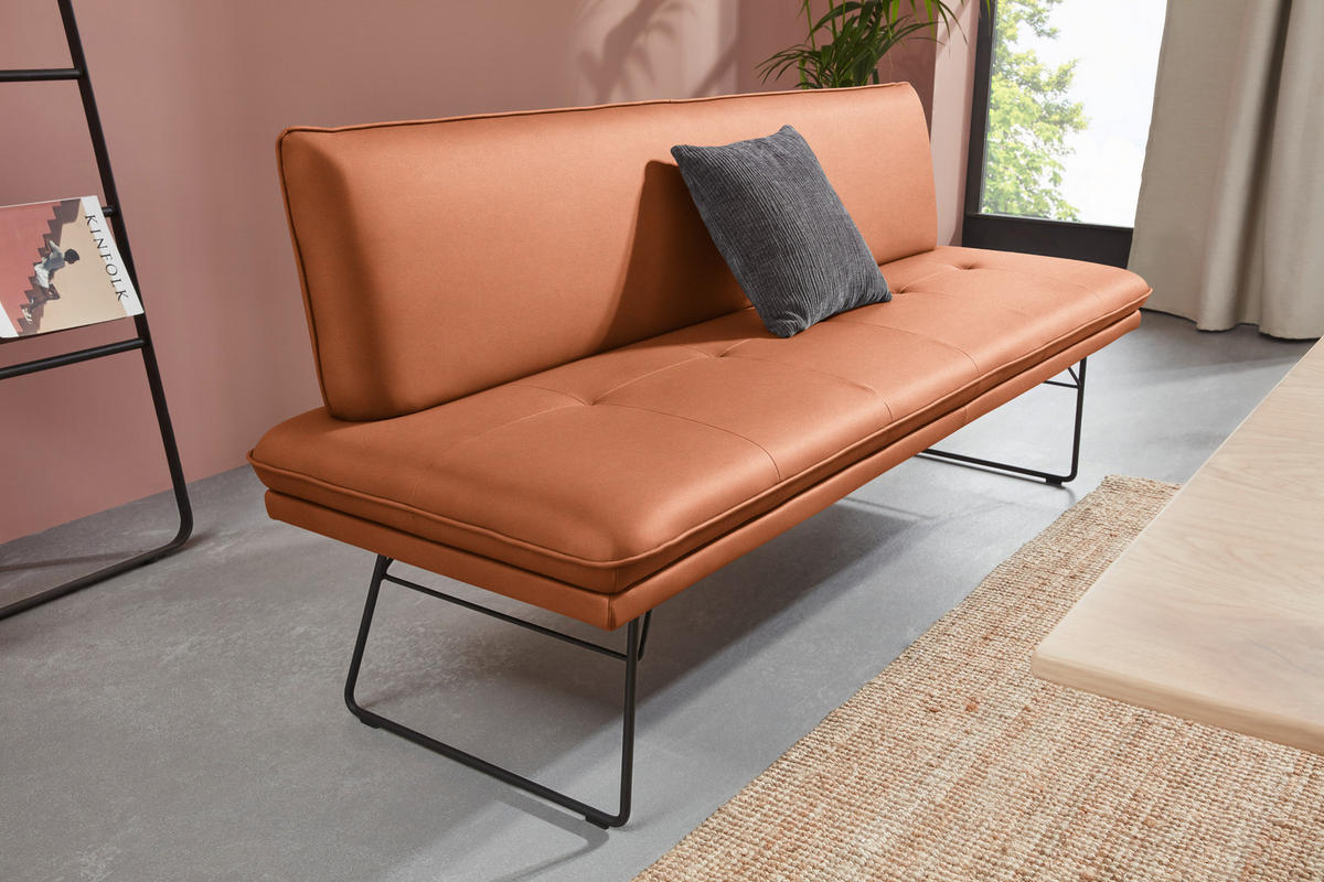 SITZBANK in Metall, Textil Schwarz, Karamell  - Karamell/Schwarz, Design, Textil/Metall (195/87/65cm) - Dieter Knoll