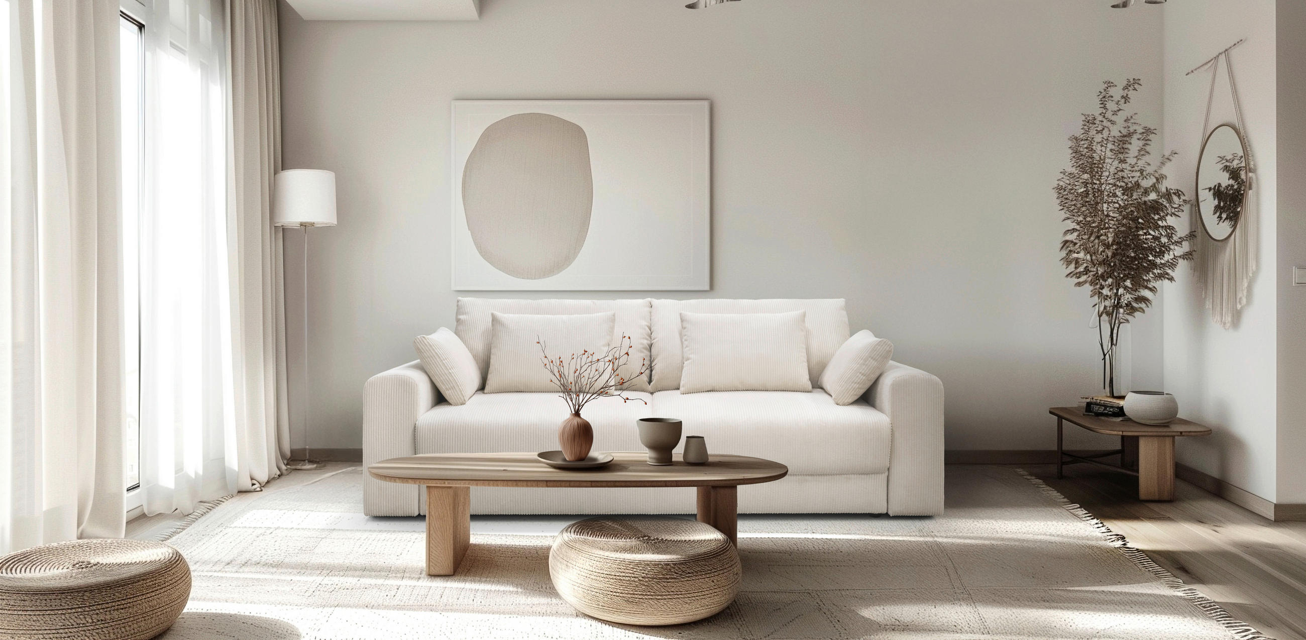 P & B 3-Sitzer-Sofa Mega Creme 252x94x126 cm